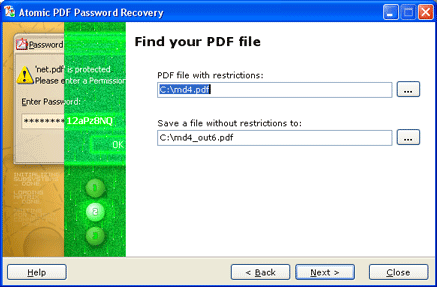 Atomic PDF Password Cracker screenshot